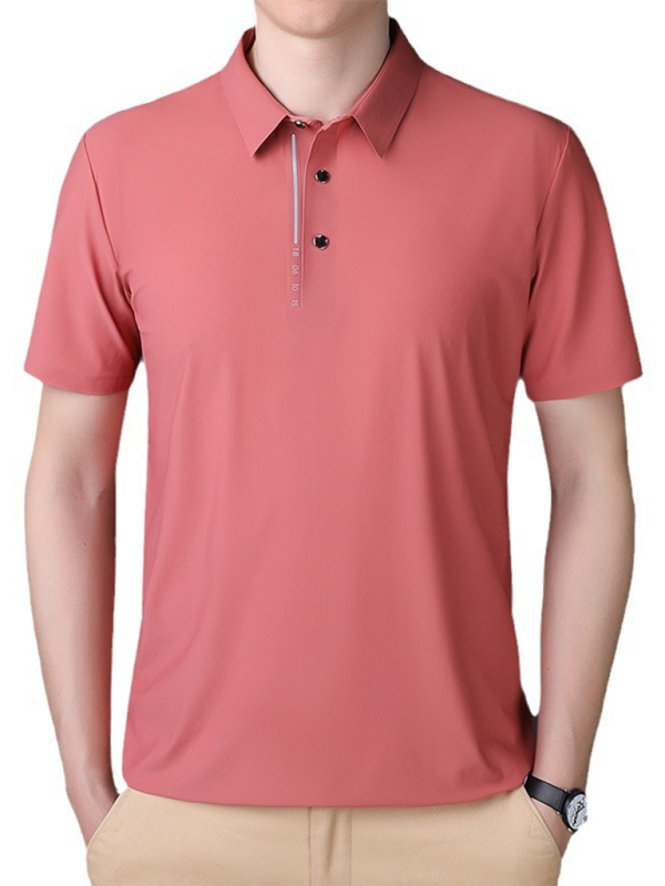 Ultimate Comfort Ice Silk Polo Shirt for Men - High Elasticity, Breathable & Non-Marking