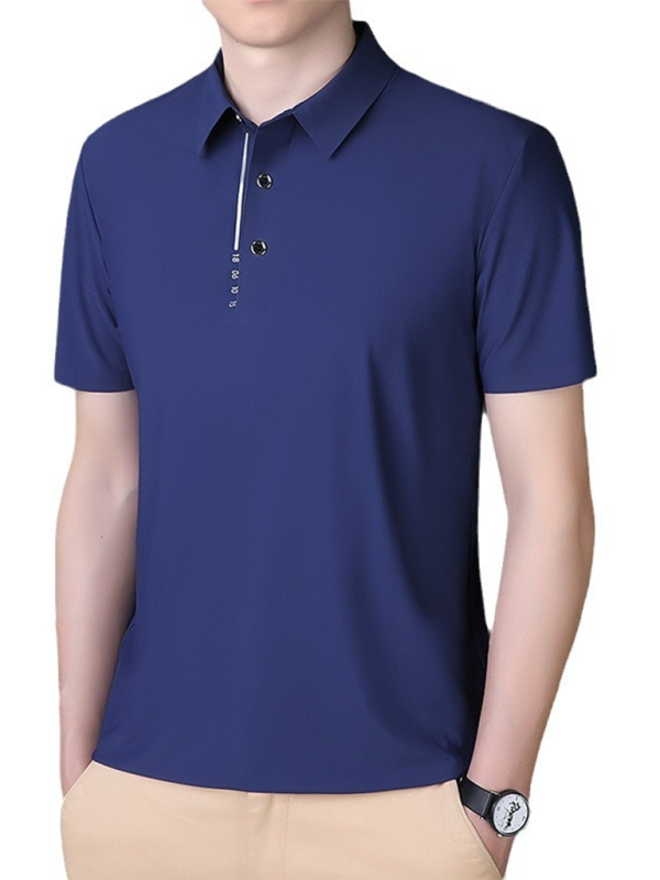 Ultimate Comfort Ice Silk Polo Shirt for Men - High Elasticity, Breathable & Non-Marking