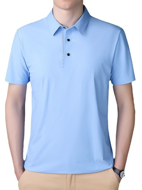 Ultimate Comfort Ice Silk Polo Shirt for Men - High Elasticity, Breathable & Non-Marking