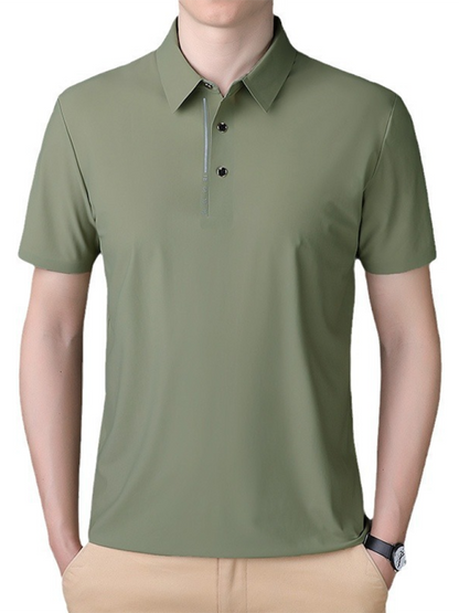 Ultimate Comfort Ice Silk Polo Shirt for Men - High Elasticity, Breathable & Non-Marking