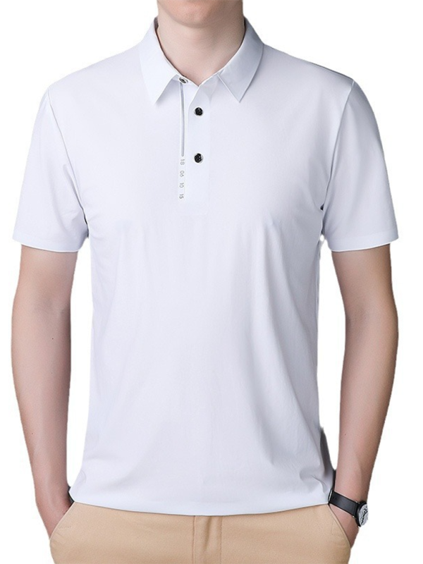 Ultimate Comfort Ice Silk Polo Shirt for Men - High Elasticity, Breathable & Non-Marking