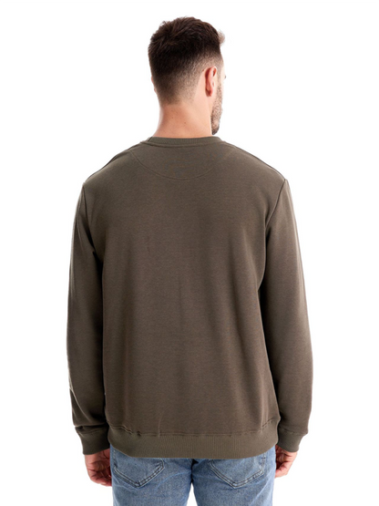 Relaxed Fit Solid Color Round Neck Long Sleeve Sweatshirt for Men - Perfect for Autumn and Winter Cozy Comfort