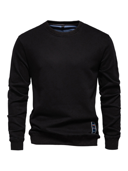 Relaxed Fit Solid Color Round Neck Long Sleeve Sweatshirt for Men - Perfect for Autumn and Winter Cozy Comfort