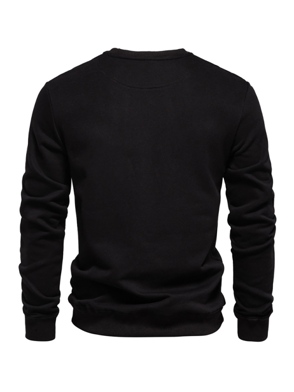 Relaxed Fit Solid Color Round Neck Long Sleeve Sweatshirt for Men - Perfect for Autumn and Winter Cozy Comfort