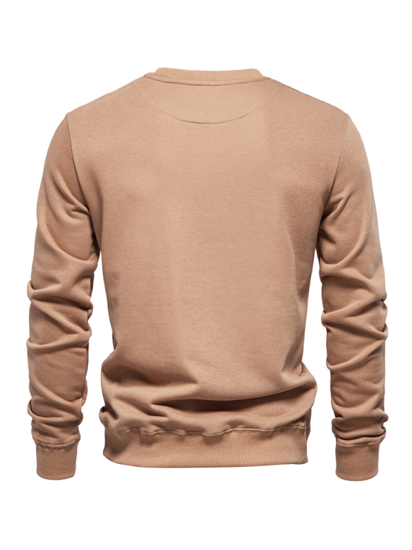 Relaxed Fit Solid Color Round Neck Long Sleeve Sweatshirt for Men - Perfect for Autumn and Winter Cozy Comfort