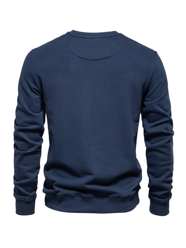 Relaxed Fit Solid Color Round Neck Long Sleeve Sweatshirt for Men - Perfect for Autumn and Winter Cozy Comfort