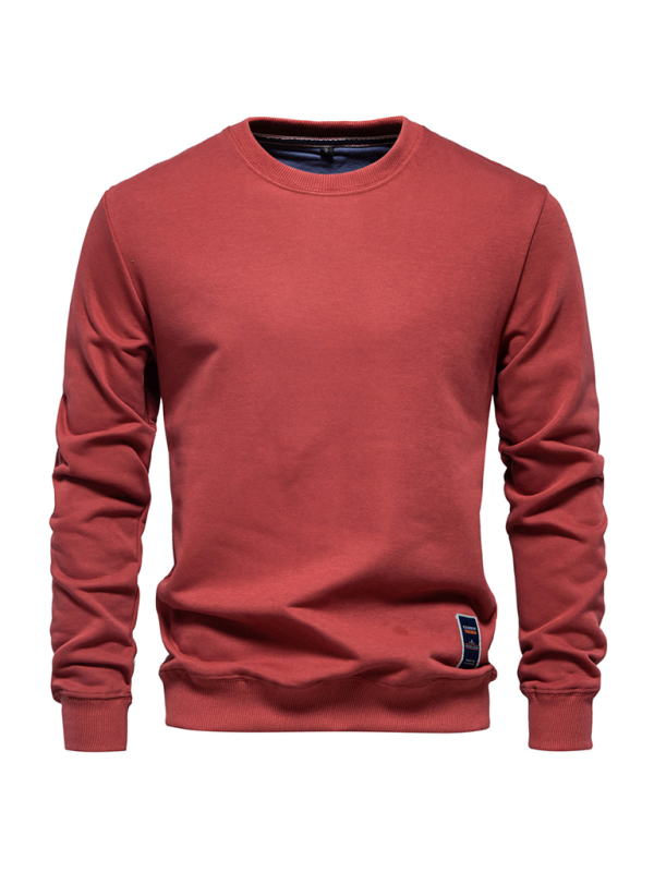 Relaxed Fit Solid Color Round Neck Long Sleeve Sweatshirt for Men - Perfect for Autumn and Winter Cozy Comfort