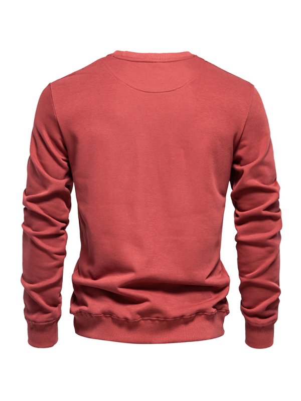 Relaxed Fit Solid Color Round Neck Long Sleeve Sweatshirt for Men - Perfect for Autumn and Winter Cozy Comfort