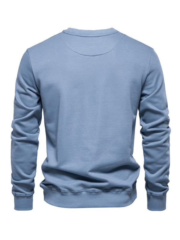 Relaxed Fit Solid Color Round Neck Long Sleeve Sweatshirt for Men - Perfect for Autumn and Winter Cozy Comfort