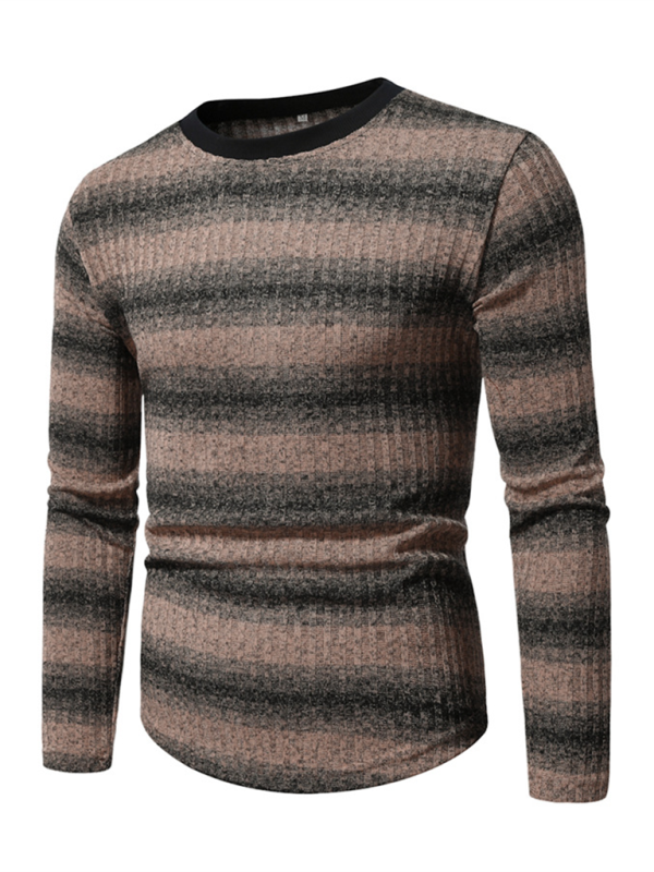 Round neck gradient color long sleeve men's T-shirt.