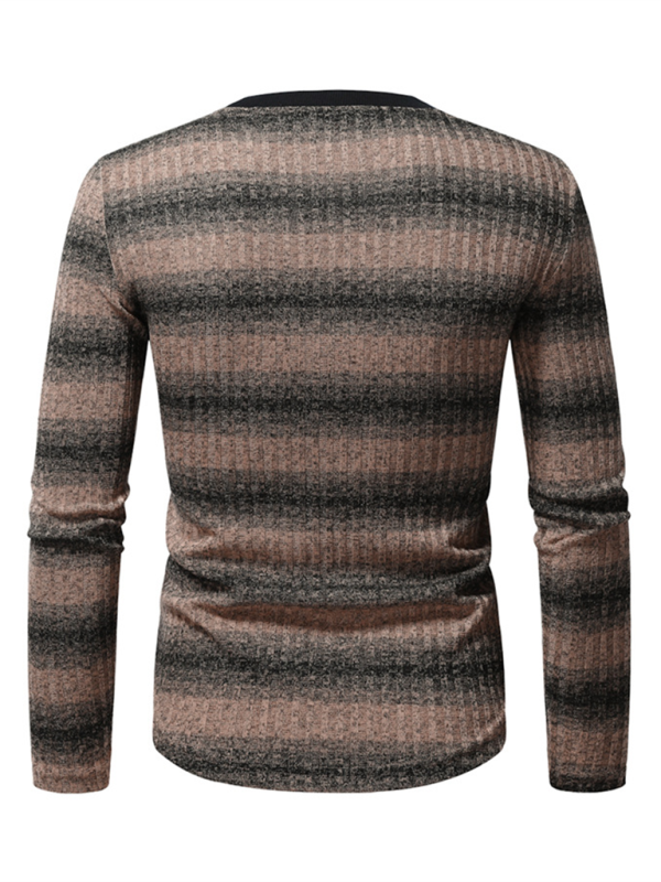 Gradient Elegance: Men's Round Neck Long Sleeve T-Shirt for Effortless Style