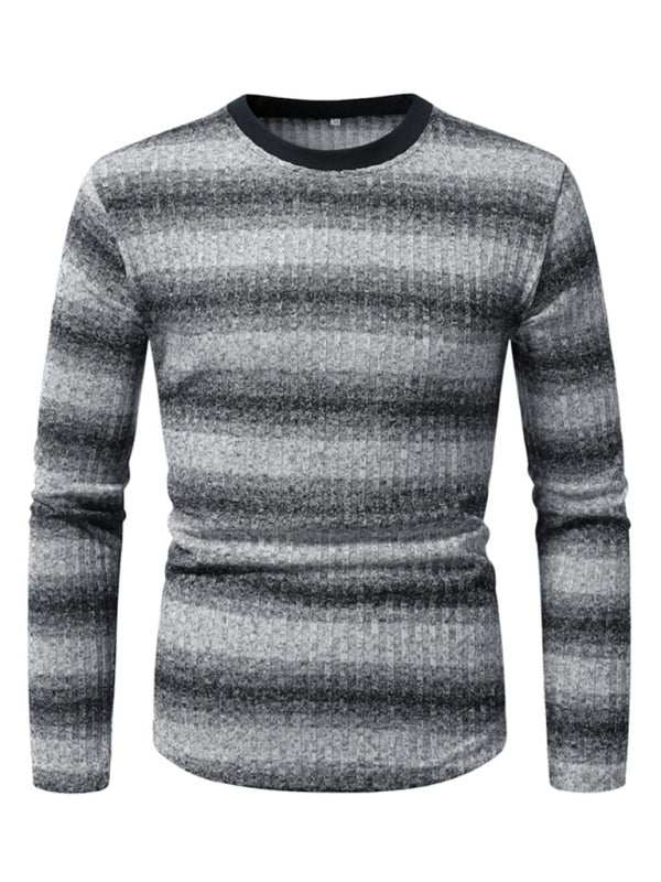 Gradient Elegance: Men's Round Neck Long Sleeve T-Shirt for Effortless Style