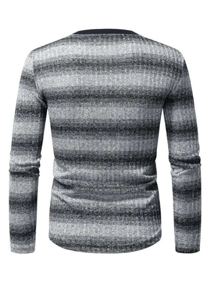 Gradient Elegance: Men's Round Neck Long Sleeve T-Shirt for Effortless Style