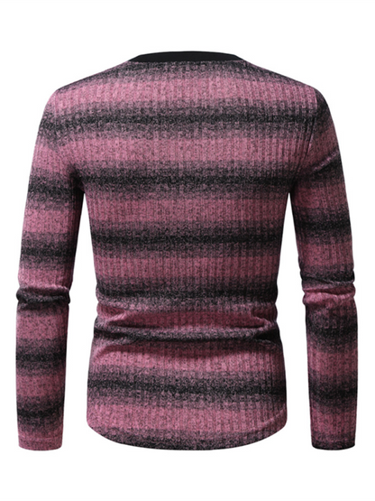 Gradient Elegance: Men's Round Neck Long Sleeve T-Shirt for Effortless Style