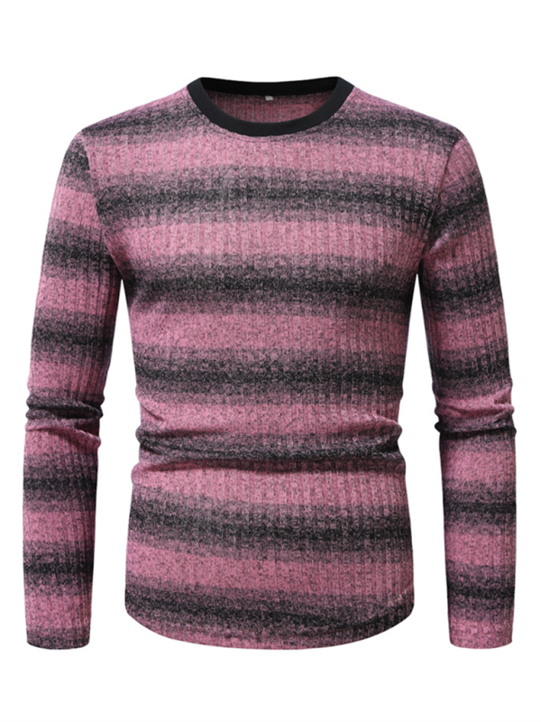 Gradient Elegance: Men's Round Neck Long Sleeve T-Shirt for Effortless Style