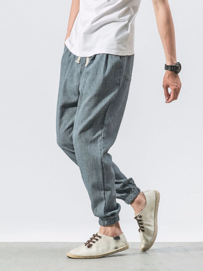 Stylish Men's Drawstring Linen Blend Harem Pants for Ultimate Comfort