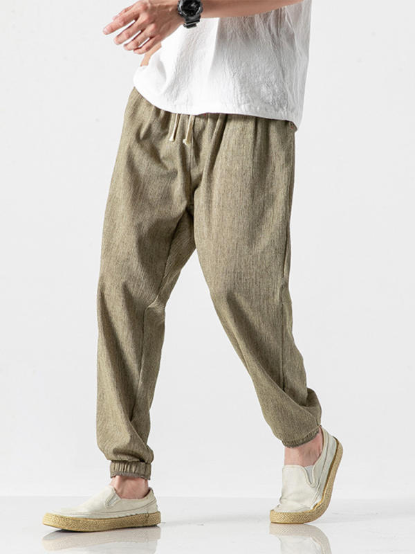 Stylish Men's Drawstring Linen Blend Harem Pants for Ultimate Comfort