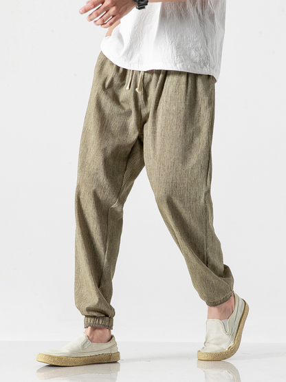 Stylish Men's Drawstring Linen Blend Harem Pants for Ultimate Comfort