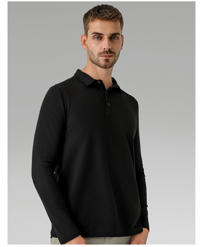 Ultimate Men's Versatile Long-Sleeve Polo: Breathable, Quick-Drying Sports Top for All Seasons