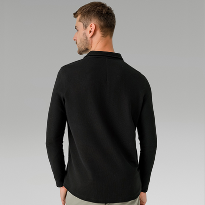 Ultimate Men's Versatile Long-Sleeve Polo: Breathable, Quick-Drying Sports Top for All Seasons