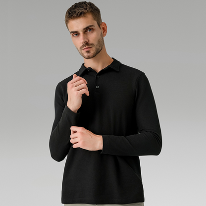 Ultimate Men's Versatile Long-Sleeve Polo: Breathable, Quick-Drying Sports Top for All Seasons