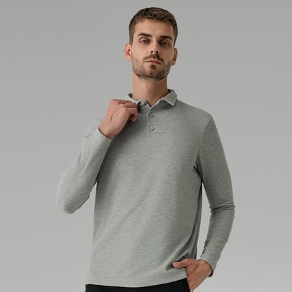 Ultimate Men's Versatile Long-Sleeve Polo: Breathable, Quick-Drying Sports Top for All Seasons