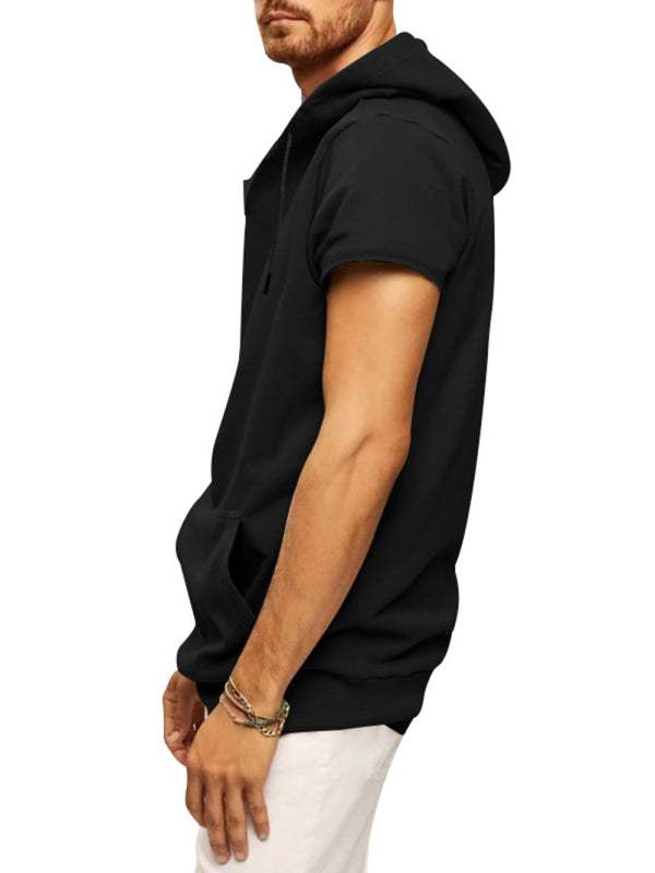 Versatile Men's Hooded Short-Sleeved Knitted T-Shirt for Casual Comfort and Style