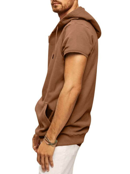 Versatile Men's Hooded Short-Sleeved Knitted T-Shirt for Casual Comfort and Style