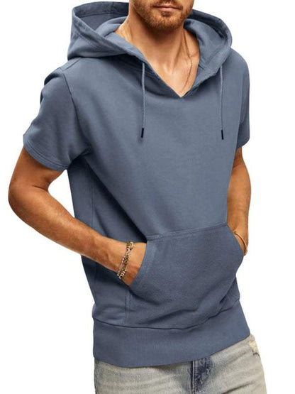 Versatile Men's Hooded Short-Sleeved Knitted T-Shirt for Casual Comfort and Style