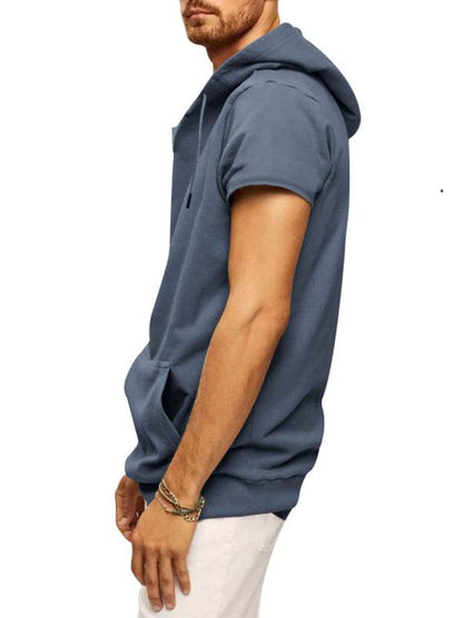 Versatile Men's Hooded Short-Sleeved Knitted T-Shirt for Casual Comfort and Style