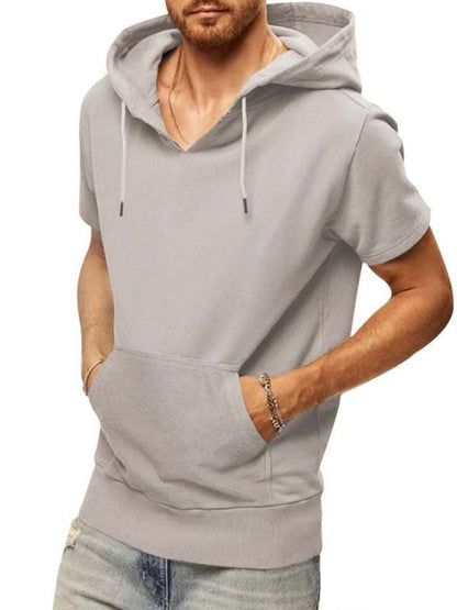 Versatile Men's Hooded Short-Sleeved Knitted T-Shirt for Casual Comfort and Style