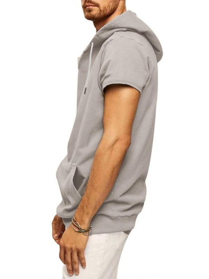 Versatile Men's Hooded Short-Sleeved Knitted T-Shirt for Casual Comfort and Style