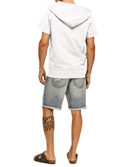 Versatile Men's Hooded Short-Sleeved Knitted T-Shirt for Casual Comfort and Style