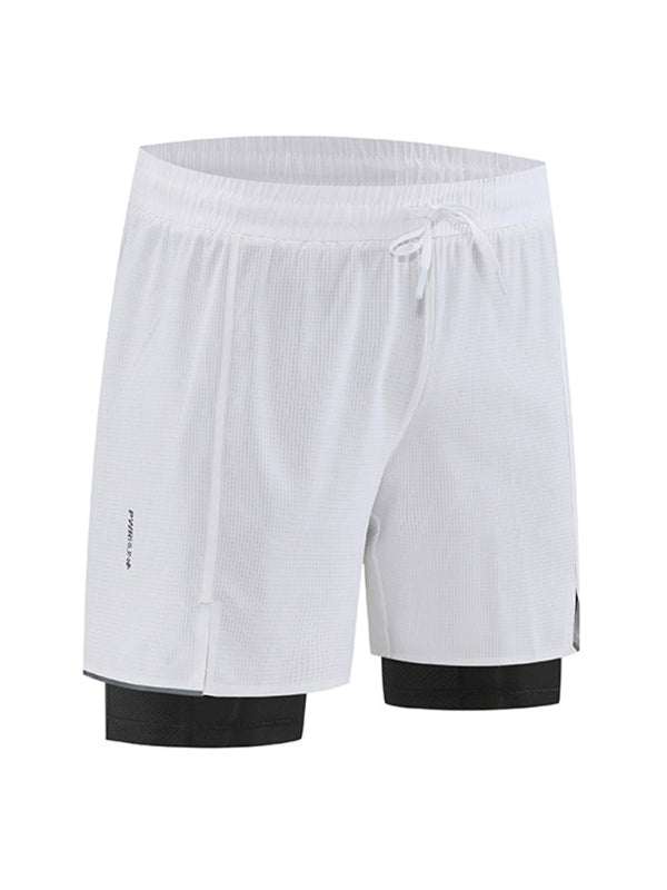 Men's breathable quick-drying training shorts, loose fit, white fabric.